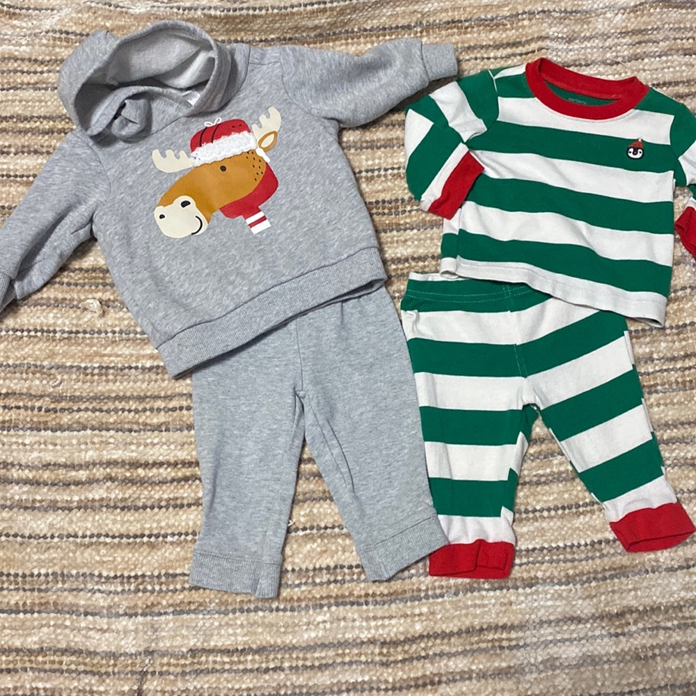 Carter’s Bundle of 2, Baby Boy Winter Jogger Outfit & PJ’s. 6 Mos